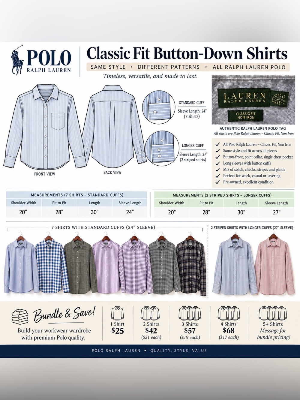 Polo by Ralph Lauren Men’s Classic Fit Button-Down Shirts